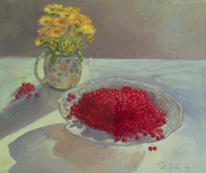 Naturaleza muerta con grosellas y caléndulas, 1991